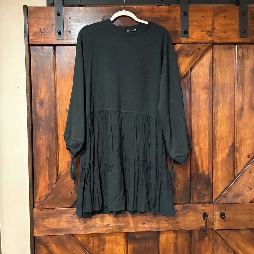 Zara Black Long Sleeve Tiered Dress